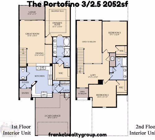 The Portofino 3/2.5 2052sf Vizcaya Floor Plan
